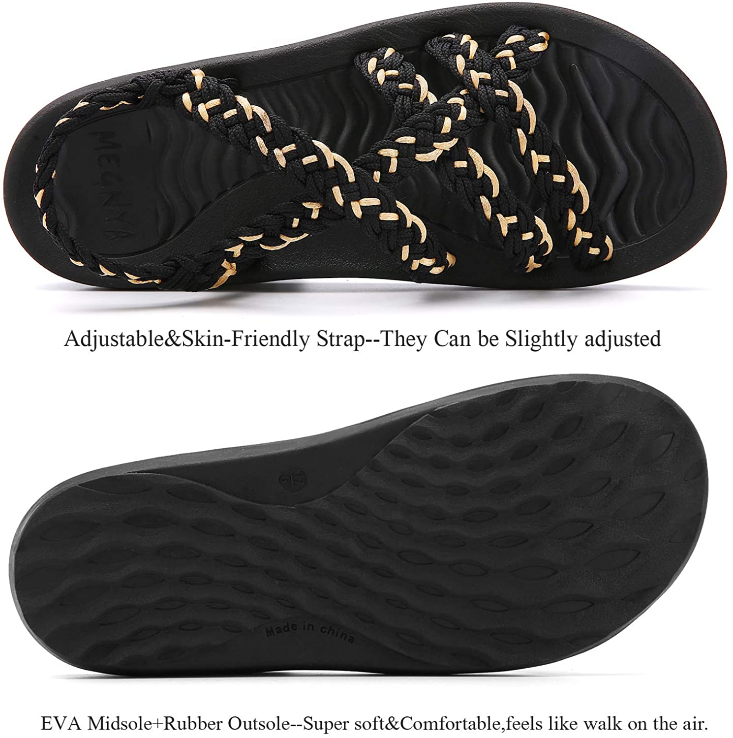 MEGNYA Women's Comfortable Walking Sandals with Arch Support Waterproof for Walking/Hiking/Travel/Wedding/Water Spot/Beach
