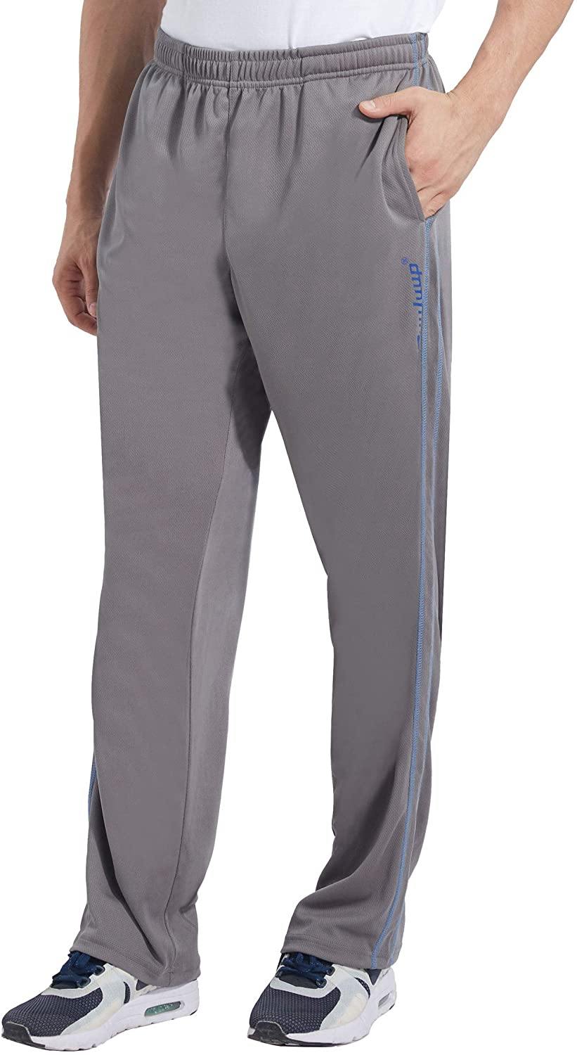 Duuluup Mens Jogger Sweatpants with Pockets Open Bottom Elastic Waist Workout Pants for Training Track Running - JOY2ESpree