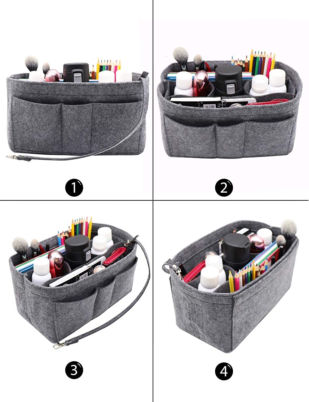 Felt Fabric Purse Tote Diaper Bag Organizer Insert Bag in Bag with Zipper Inner Pocket For Neverfull Speedy