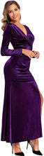 
                        
                          Load image into Gallery viewer, Ababalaya Long Sleeve Wrap Velvet Long Formal Dresses Cocktail Dress
                        
                      