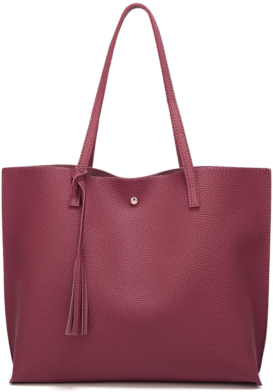 Women's Soft Faux Leather Tote Shoulder Bag from Dreubea, Big Capacity Tassel Handbag