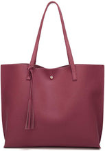 
                        
                          將圖片載入圖庫檢視器 Women's Soft Faux Leather Tote Shoulder Bag from Dreubea, Big Capacity Tassel Handbag
                        
                      