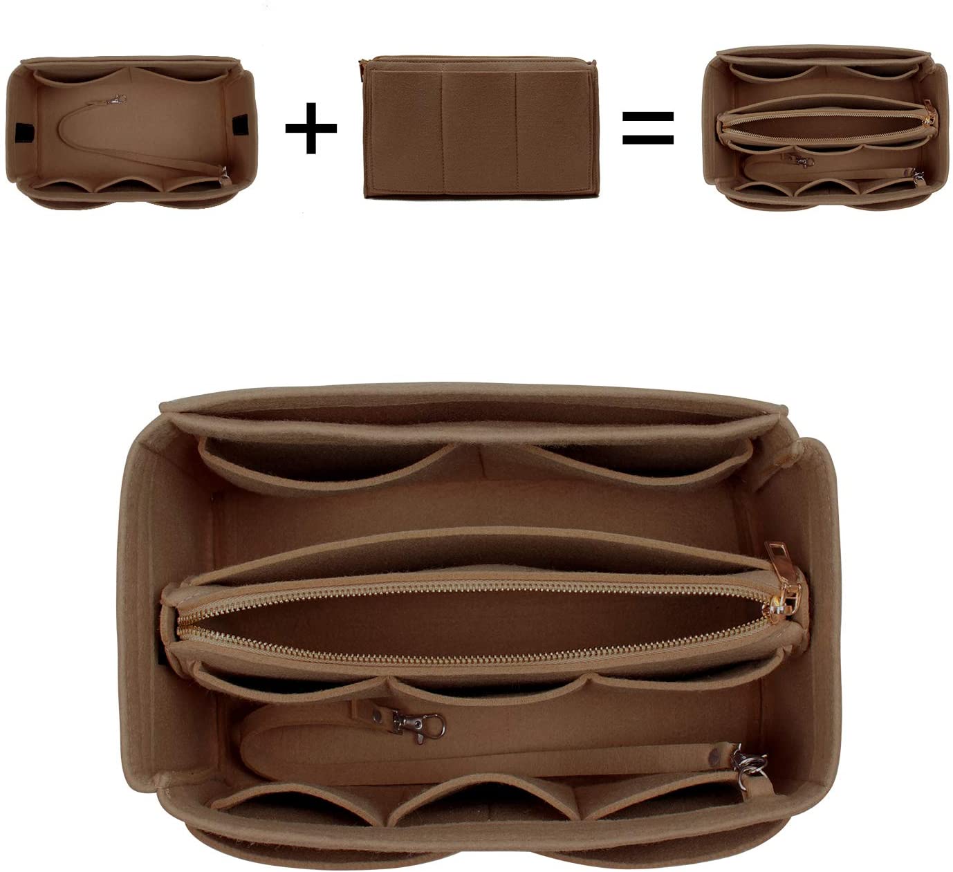 Purse Organizer Insert, Bag Organizer, Bag in Bag, Perfect for Speedy Neverfull and More, 5 Size (X-Large, Black)