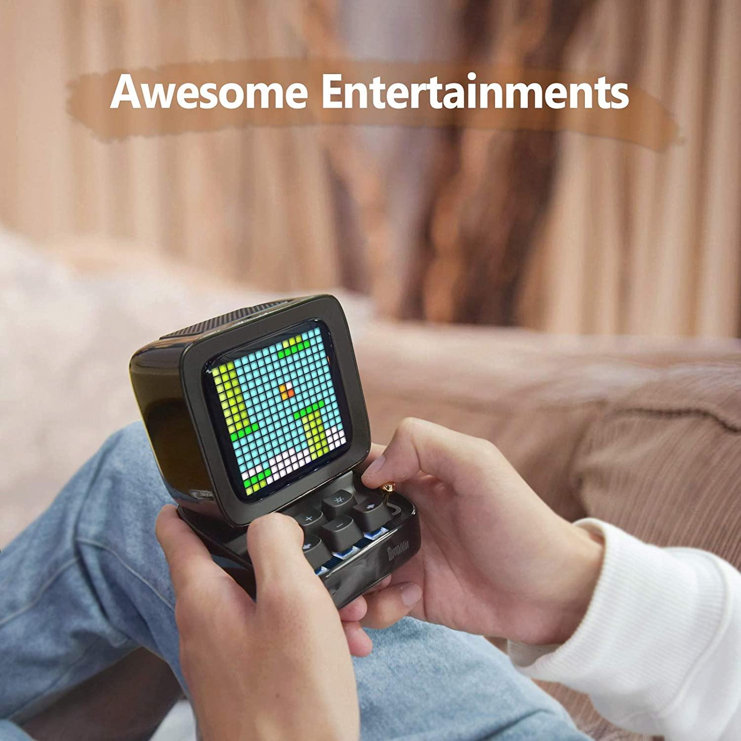 Divoom Ditoo Retro Pixel Art Game Bluetooth Speaker with 16X16 LED App Controlled Front Screen (Black) - JOY2ESpree