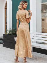 
                        
                          Load image into Gallery viewer, Miessial Women's Summer Chiffon V Neck Ruffle Maxi Dress Polka Dot Long Beach Wrap Dress
                        
                      
