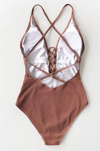 
                        
                          गैलरी व्यूवर में इमेज लोड करें, CUPSHE Women's Solid Color V Neck Lace Up One Piece Swimsuit
                        
                      