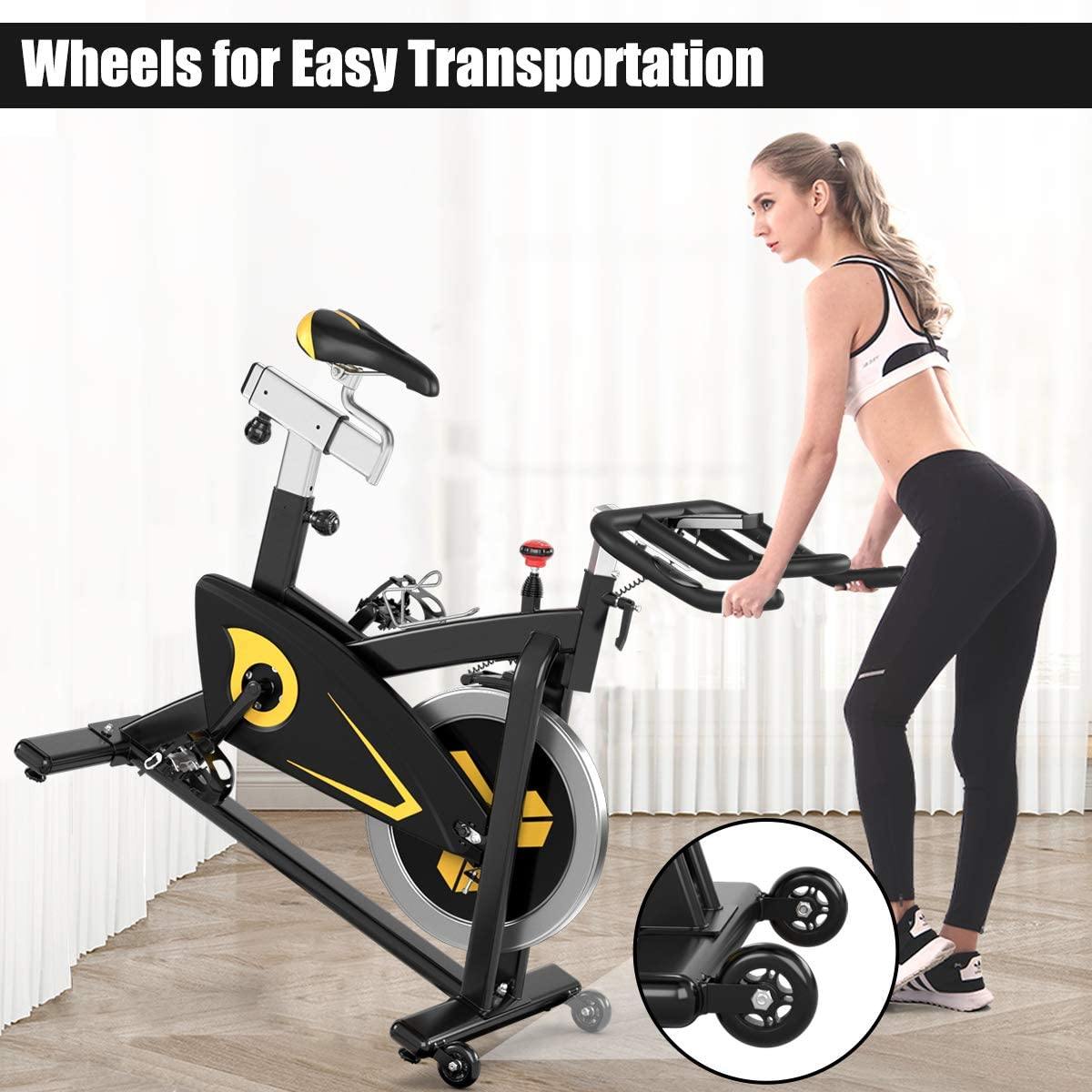 GYMAX Indoor Stationary Bike, 30LBS Flywheel Magnetic Cycling Bike with LCD Monitor - JOY2ESpree