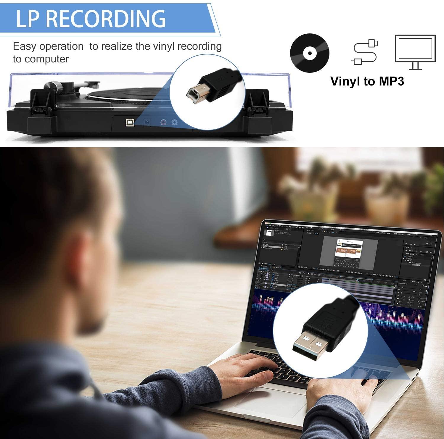 LP&No.1 Bluetooth Record Player with USB Play and Recording - JOY2ESpree