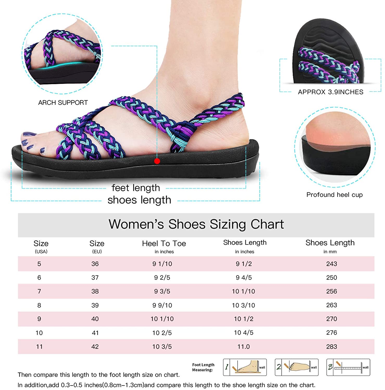 MEGNYA Women's Comfortable Walking Sandals with Arch Support Waterproof for Walking/Hiking/Travel/Wedding/Water Spot/Beach