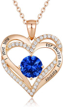 
                        
                          Cargar imagen en el visor de la galería, CDE Forever Love Heart Women Necklace 925 Sterling Silver Rose Gold Plated Birthstone Pendant Necklaces for Women - JOY2ESpree
                        
                      