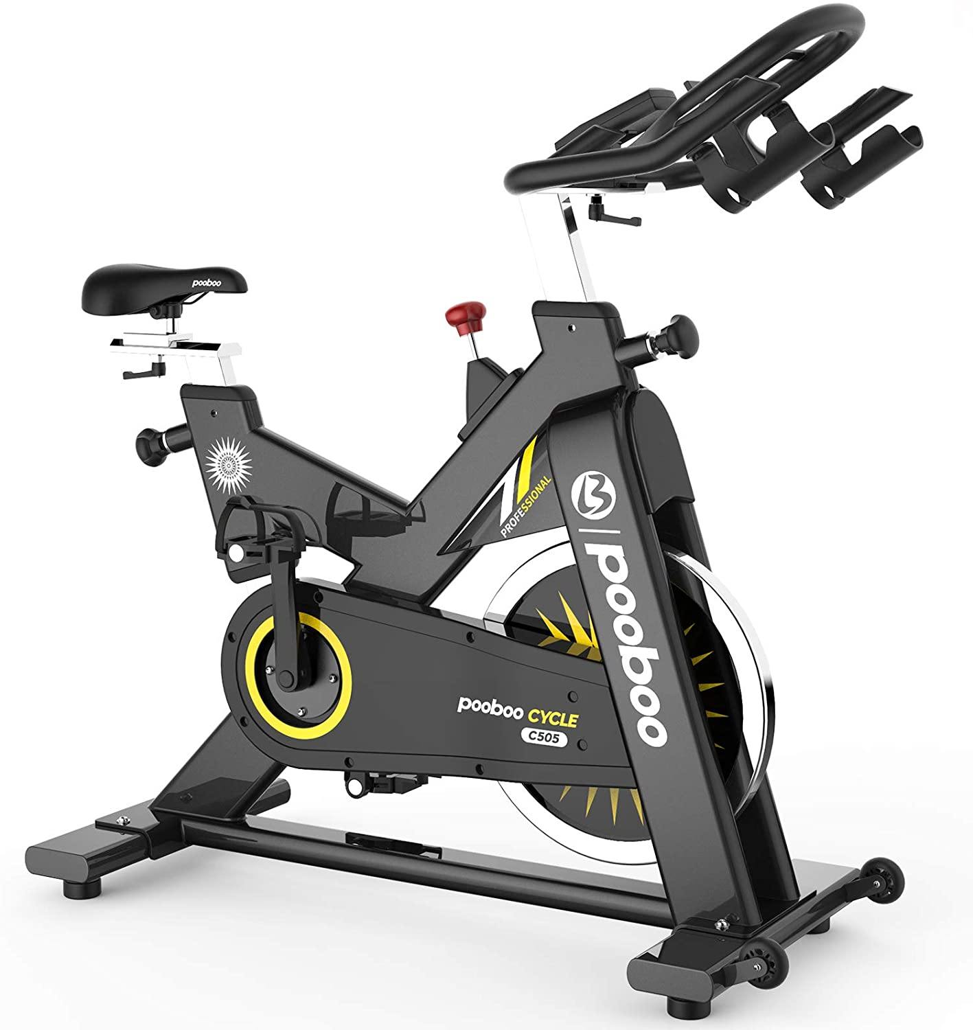 pooboo Exercise Bike Indoor Cycling Bike Stationary Bike-Belt Drive Cardio Bike with 44LBS Flywheel - JOY2ESpree
