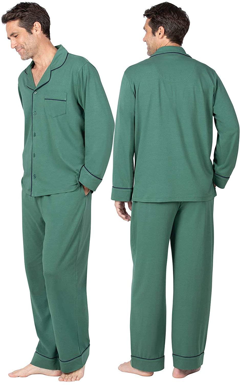 PajamaGram Classic Mens Pajamas Cotton - Men Pajamas Set