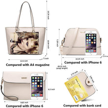 
                        
                          Load image into Gallery viewer, Women Fashion Handbags Wallet Tote Bag Shoulder Bag Top Handle Satchel Purse Set 4pcs
                        
                      