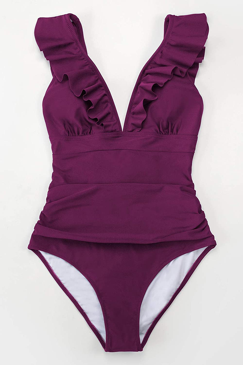 CUPSHE Women's V Neck One Piece Swimsuit Ruffled Lace Up Monokini