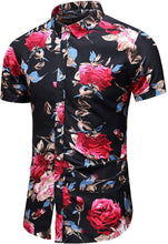 
                        
                          Load image into Gallery viewer, LEFTGU Men's Slim fit Floral Printed Beach Hawaiian Button-Down Dress Shirt
                        
                      