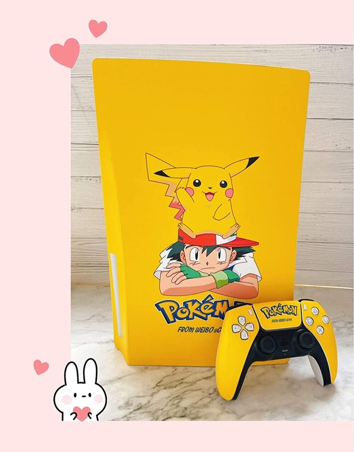Skin for PS5 Disk Edition Playstation 5 Console and Controllers Skin Vinyl Sticker Decal Cover Stickers for PS5 Playstation 5 (Pikachu) - JOY2ESpree