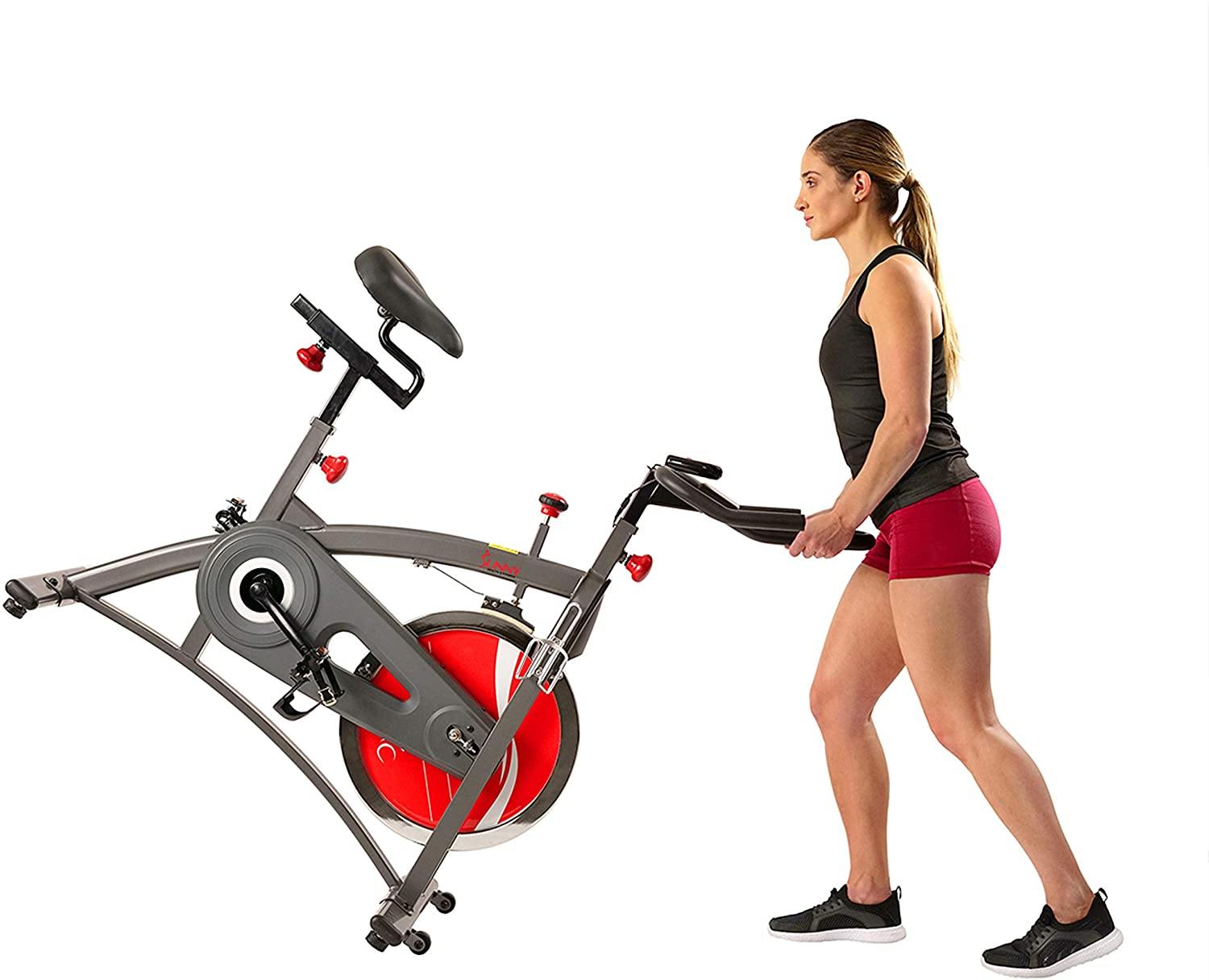 Sunny Health & Fitness Indoor Cycling Exercise Bike with LCD Monitor, 40 lb chrome Flywheel, 265 lb Max Weight - SF-B1423/C - JOY2ESpree