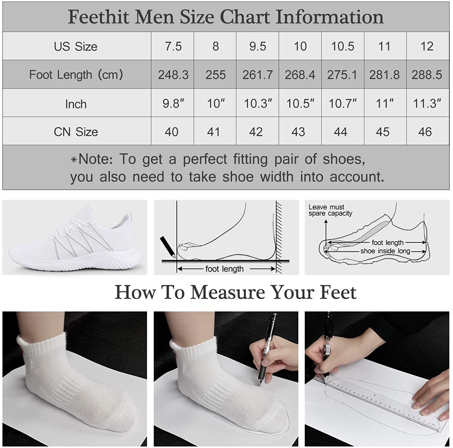 Feethit Mens Slip On Running Shoes Breathable Lightweight Comfortable Fashion Non Slip Sneakers for Men