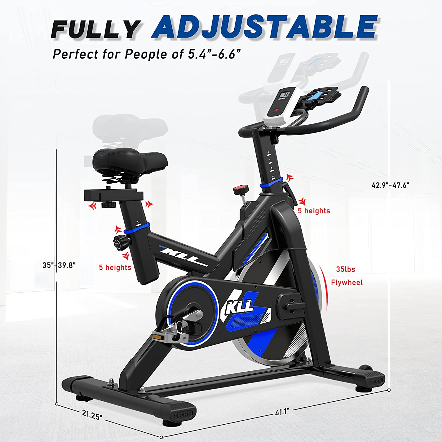 KLL Indoor Cycling Bike, Upgraded Stationary Carido Belt Drive Indoor Exercise Bike for Home Gym - JOY2ESpree