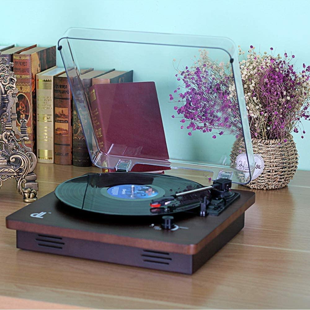 Vinyl Record Player, DLITIME 3-Speed Turntable with Built-in Speakers - JOY2ESpree