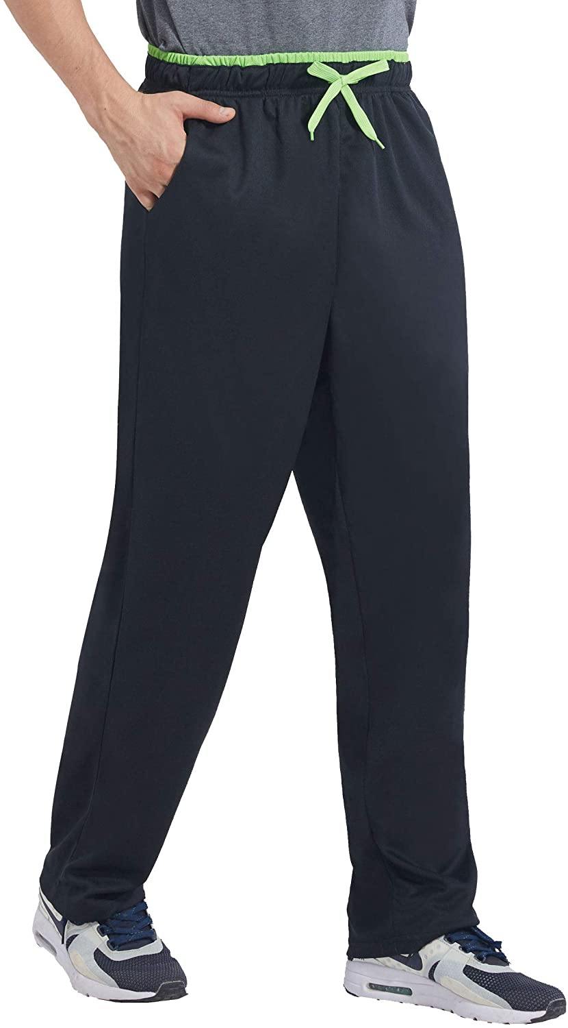 Duuluup Mens Jogger Sweatpants with Pockets Open Bottom Elastic Waist Workout Pants for Training Track Running - JOY2ESpree