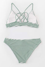 
                        
                          Load image into Gallery viewer, CUPSHE Women’s Bikini Swimsuit Stripe V Neck Back Cross Two Piece Bathing Suit
                        
                      