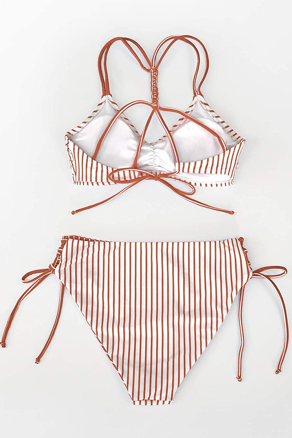 CUPSHE Women's Back Braided Straps Reversible Bottom Strappy Lace Up Bikini Sets