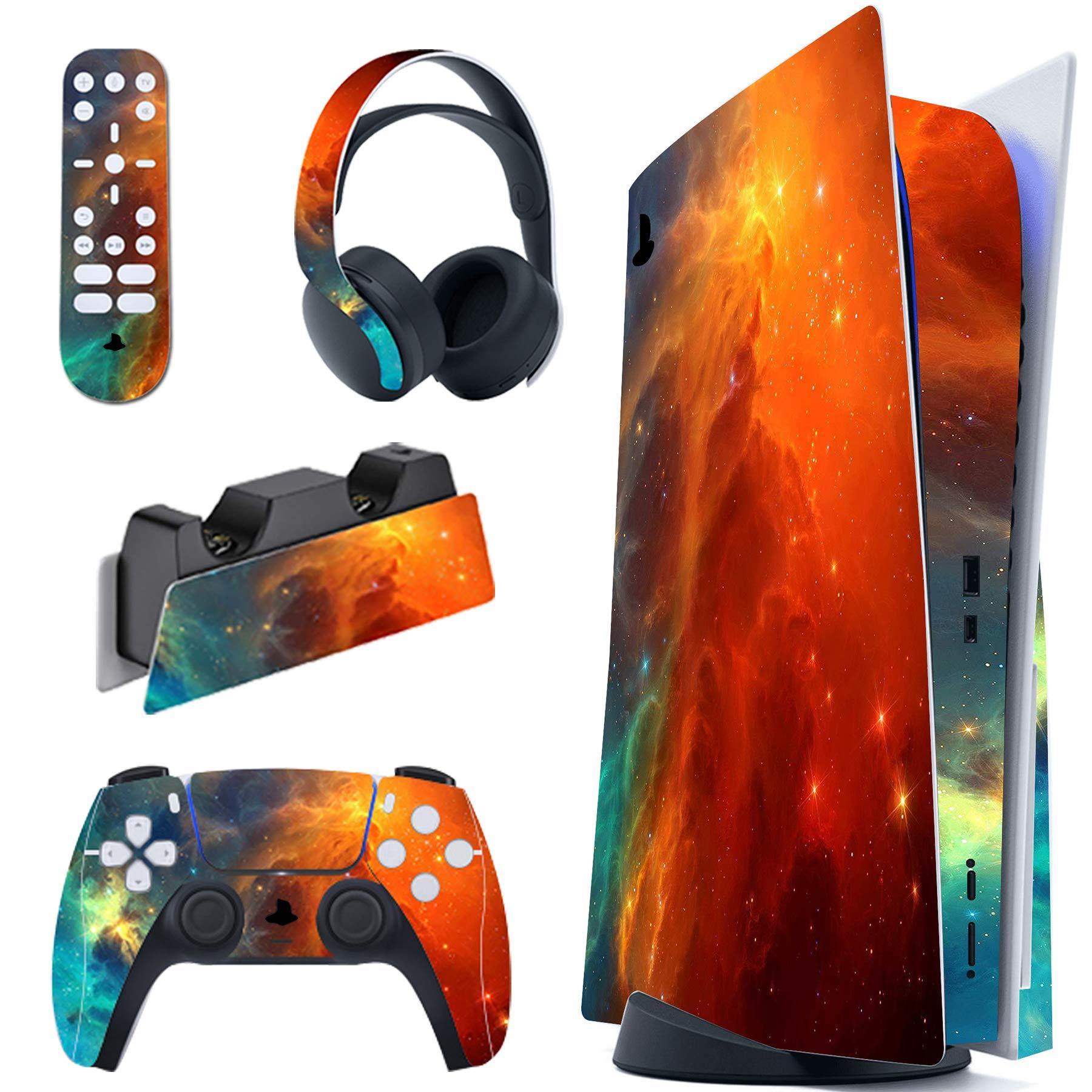 PlayVital Orange Star Universe Full Set Skin Decal for PS5 Console Disk Edition - JOY2ESpree