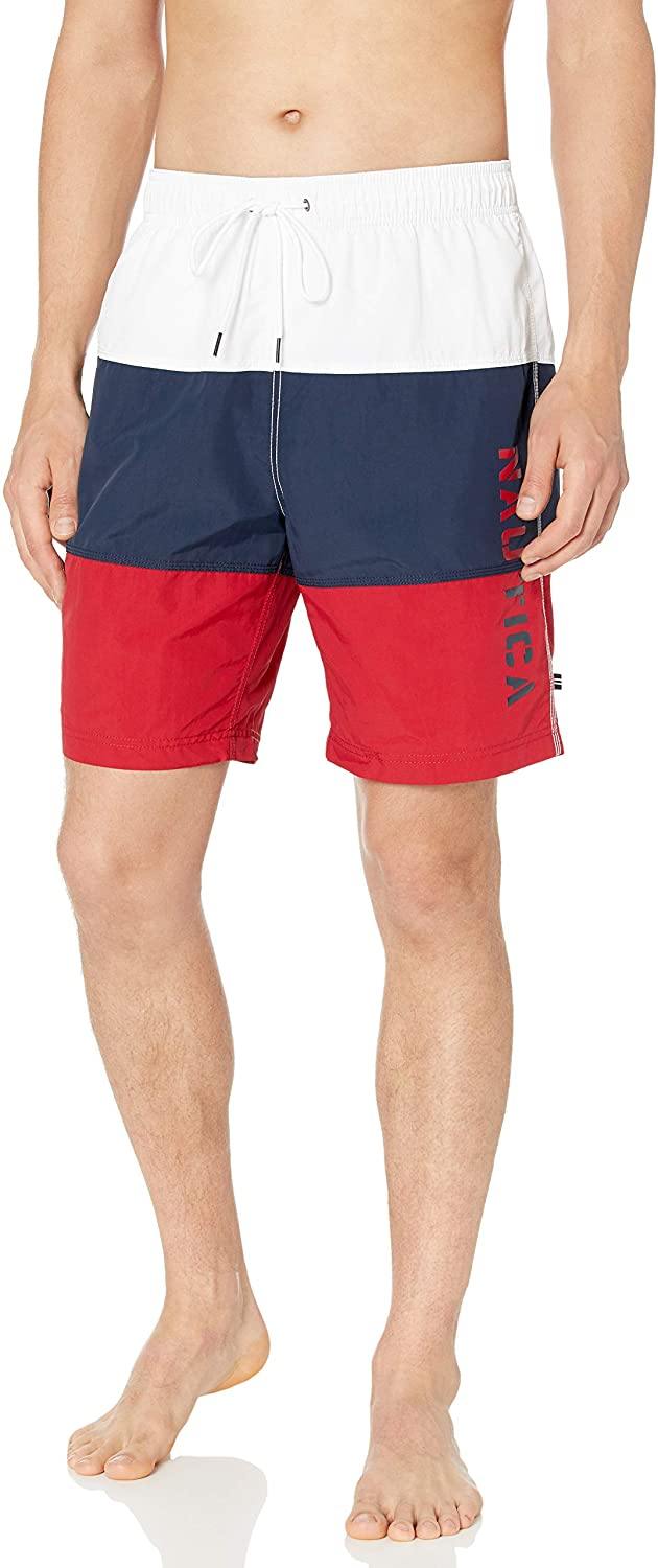 Nautica Men's Quick Dry Classic Logo Tri-Block Series Swim Trunk - JOY2ESpree