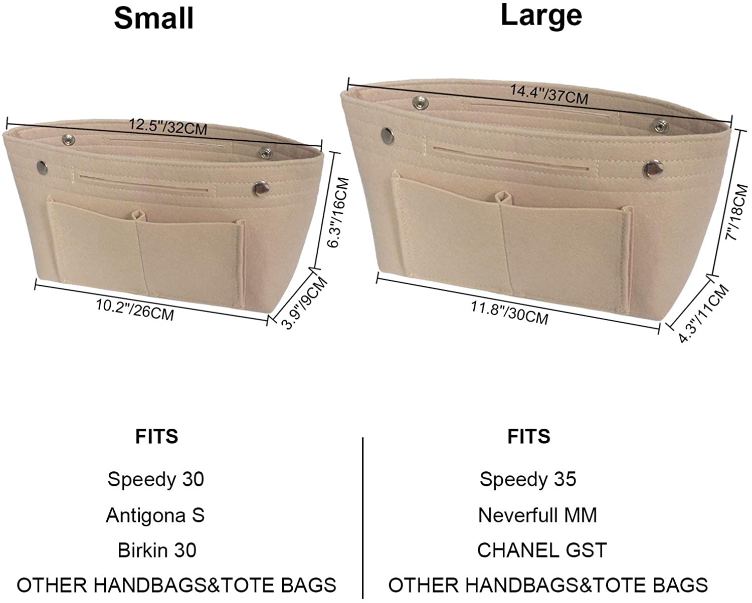 YIICOOLY Felt Tote Handbag Purse Organizer Insert Divider Shaper Bag in Bag