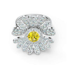 
                        
                          Load image into Gallery viewer, Swarovski Eternal Flower Ring Movable Yellow Rhodium Plated - JOY2ESpree
                        
                      