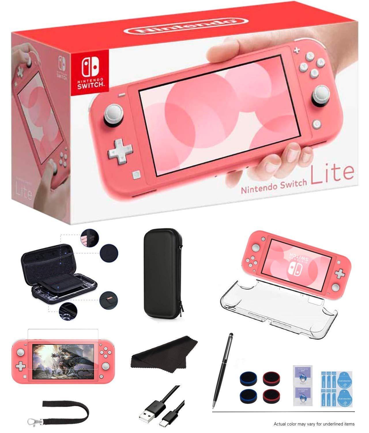 Newest Nintendo Switch Lite - Coral Game Console, 5.5” LCD Touch 1280x720 Screen, Built-in +Control Pad, WiFi, Bluetooth with GalliumPi 10-in-1 Bundle - JOY2ESpree