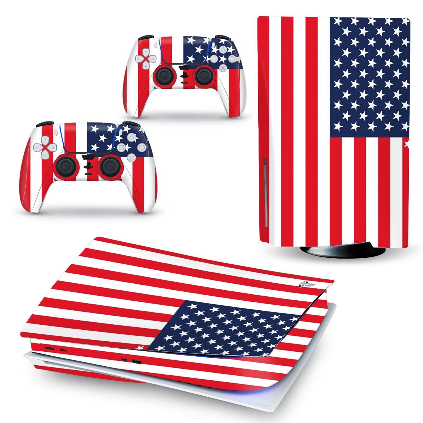PS5 Console and Controller Skin Vinyl Sticker Decal Cover for PlayStation 5 Console and Controllers,Disk Edition,Red - JOY2ESpree