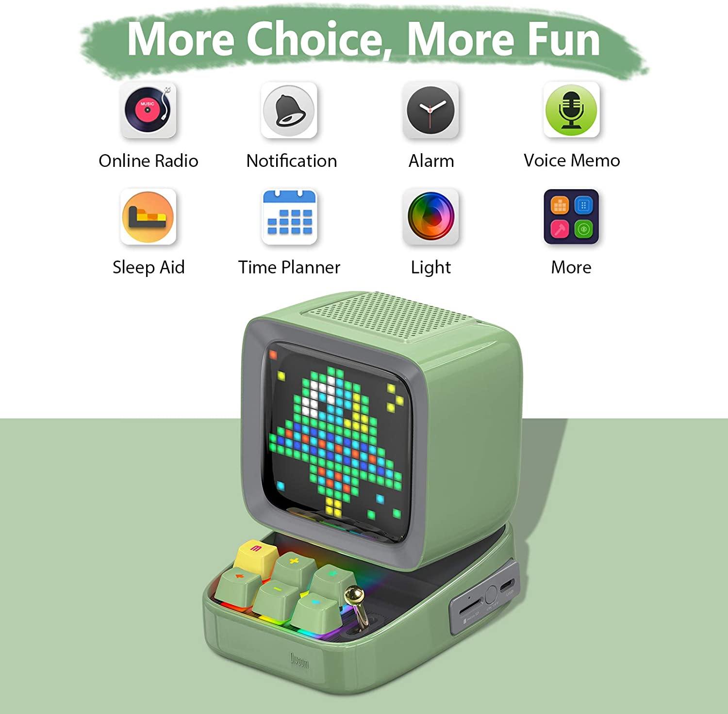 Divoom Ditoo Retro Pixel Art Game Bluetooth Speaker with 16X16 LED App Controlled Front Screen (Black) - JOY2ESpree