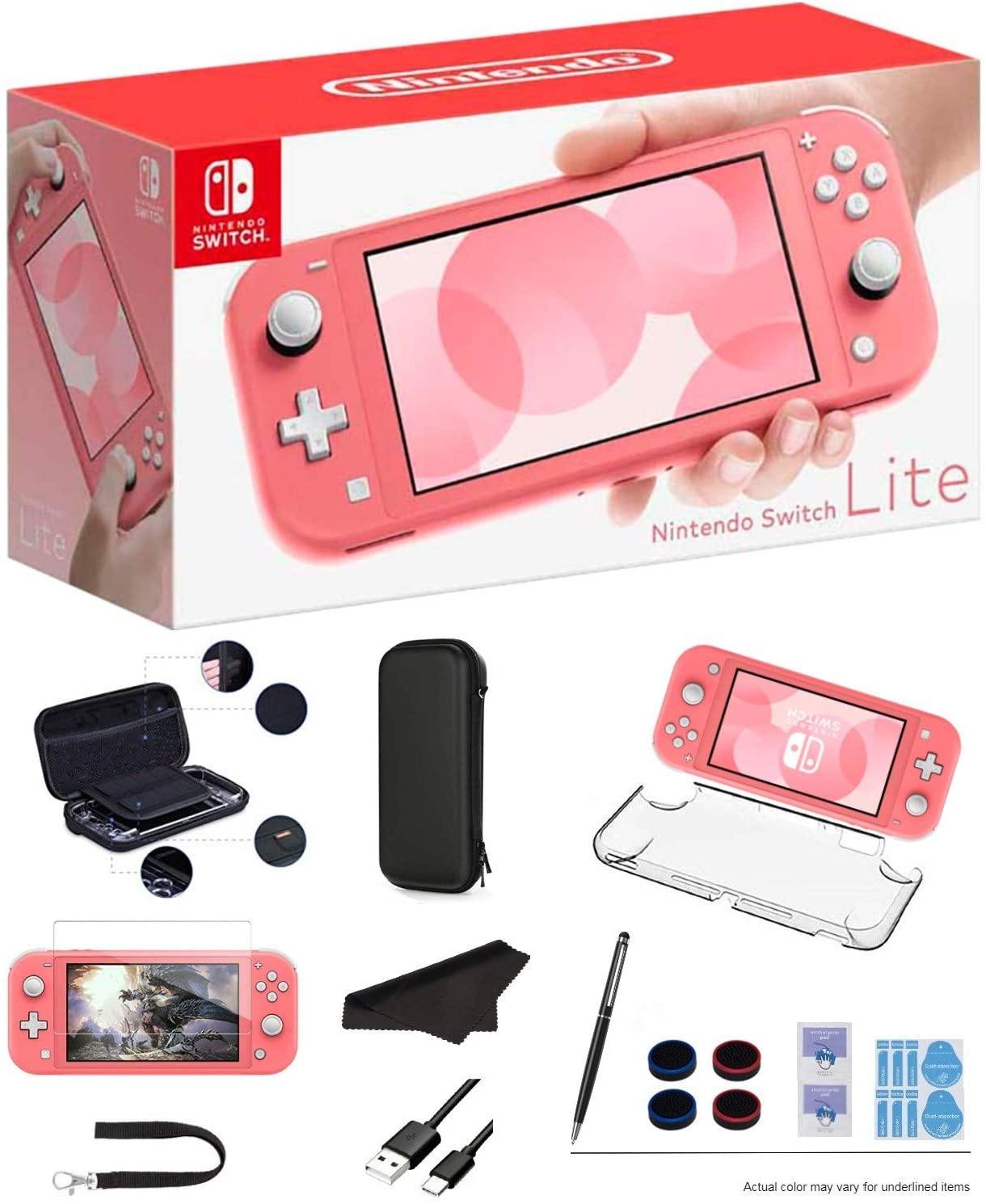 Newest Nintendo Switch Lite - Coral Game Console, 5.5” LCD Touch 1280x720 Screen, Built-in +Control Pad, WiFi, Bluetooth with GalliumPi 10-in-1 Bundle - JOY2ESpree