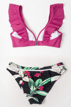 
                        
                          Muat gambar ke penampil Galeri, CUPSHE Women's Orange Floral Bottom Ruffle Hook Closure Bikini Set
                        
                      