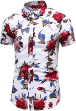 
                        
                          Load image into Gallery viewer, LEFTGU Men's Slim fit Floral Printed Beach Hawaiian Button-Down Dress Shirt
                        
                      