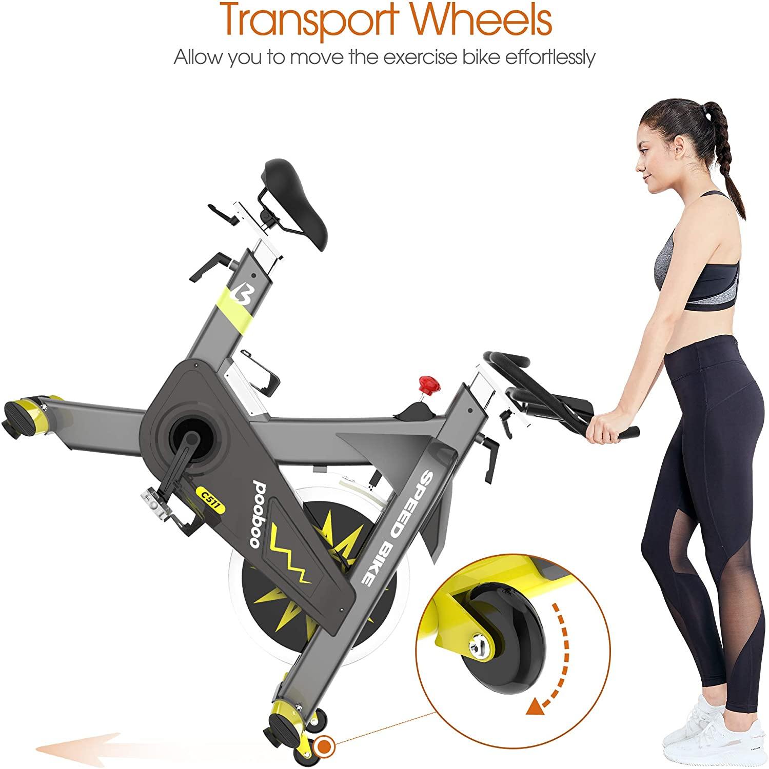 pooboo Indoor Exercise Bike Commercial Stationary Bike Belt Drive Indoor Cycling Bike - JOY2ESpree