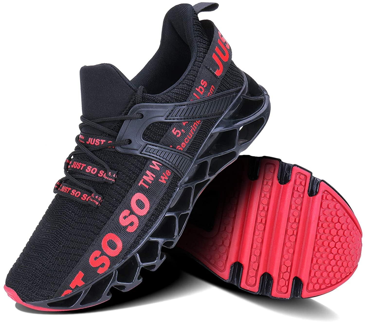 JSLEAP Mens Running Shoes Walking Non Slip Blade Type Sneakers
