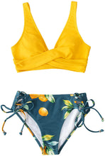 
                        
                          Load image into Gallery viewer, CUPSHE Women's Bikini Swimsuit Floral Print Lace Up Two Piece Bathing Suit
                        
                      
