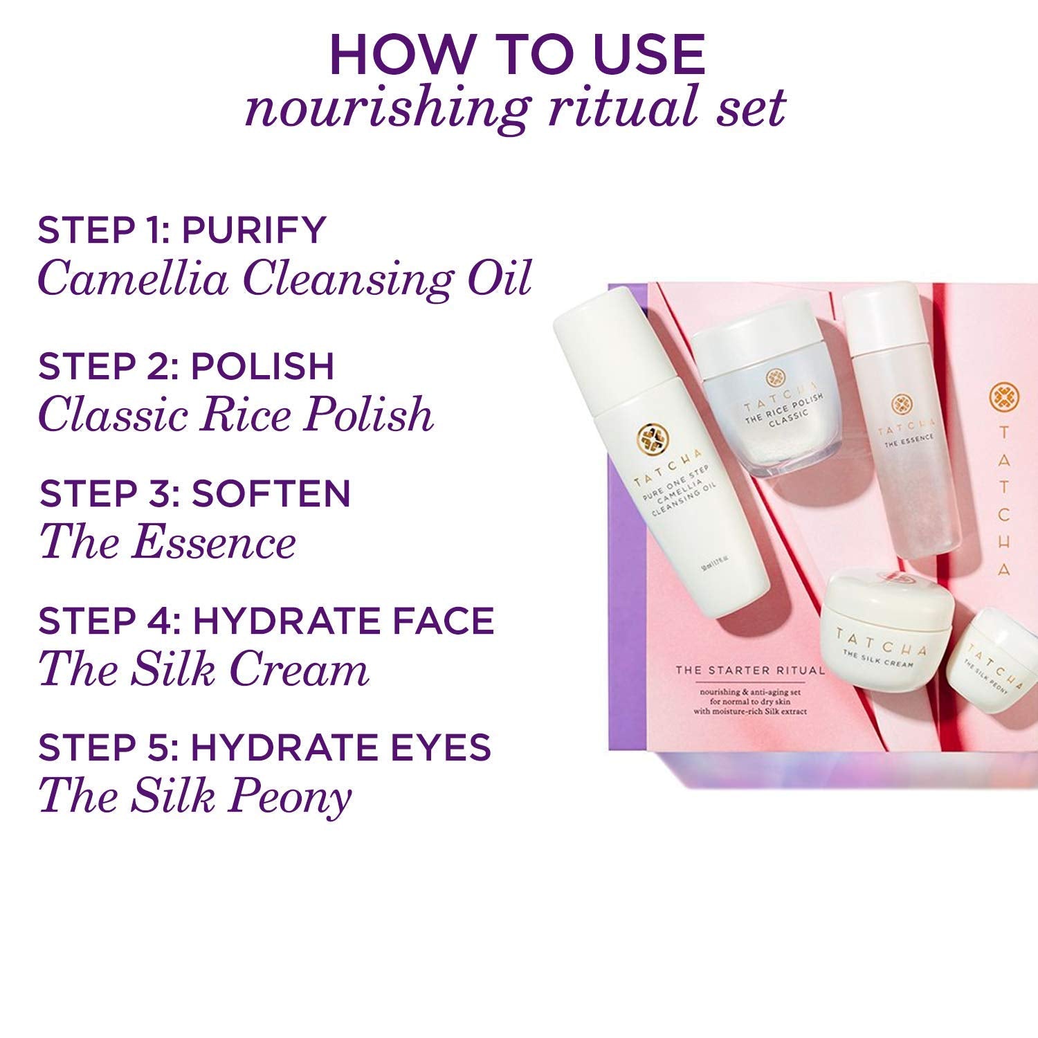Tatcha The Starter Ritual Set - Balancing for Normal to Oily Skin: Includes Pure One Step Camellia Cleansing Oil, Rice Polish