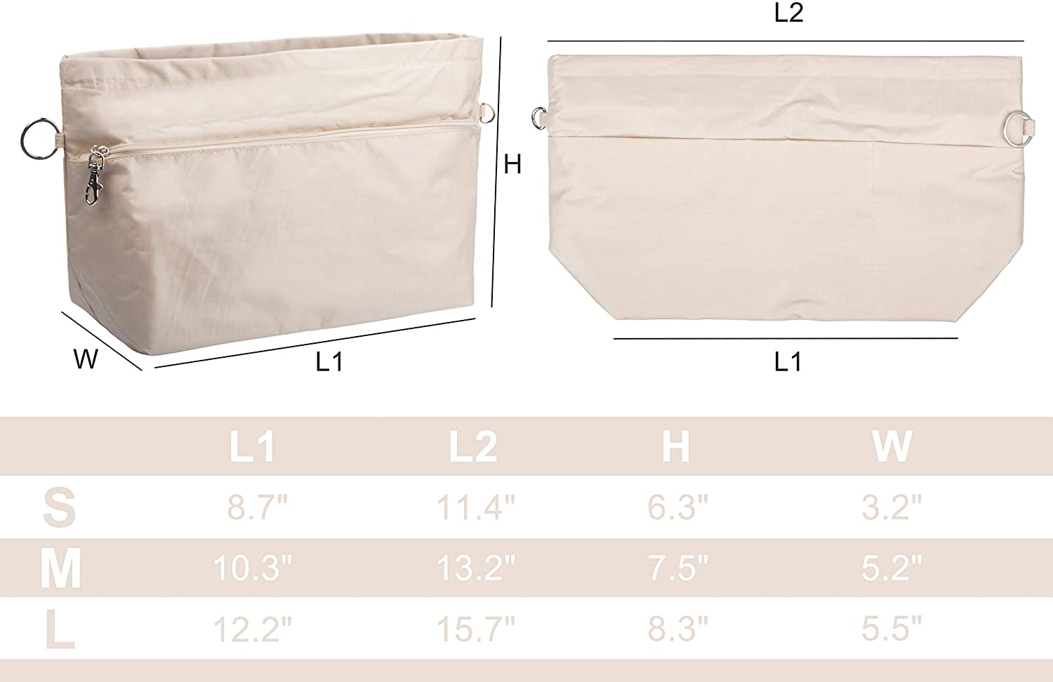 Vercord Purse Organizer Insert Bag Tote Handbags Pocketbook Inserts Organizers Zipper 11 Pockets Black Medium