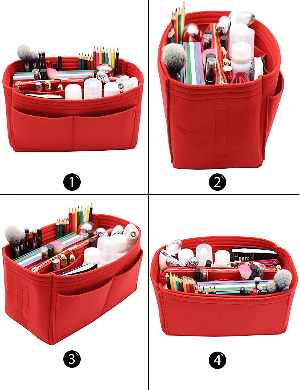 Felt Purse Bag Organizer Insert with zipper Bag Tote Shaper Fit Speedy Neverfull MM GM