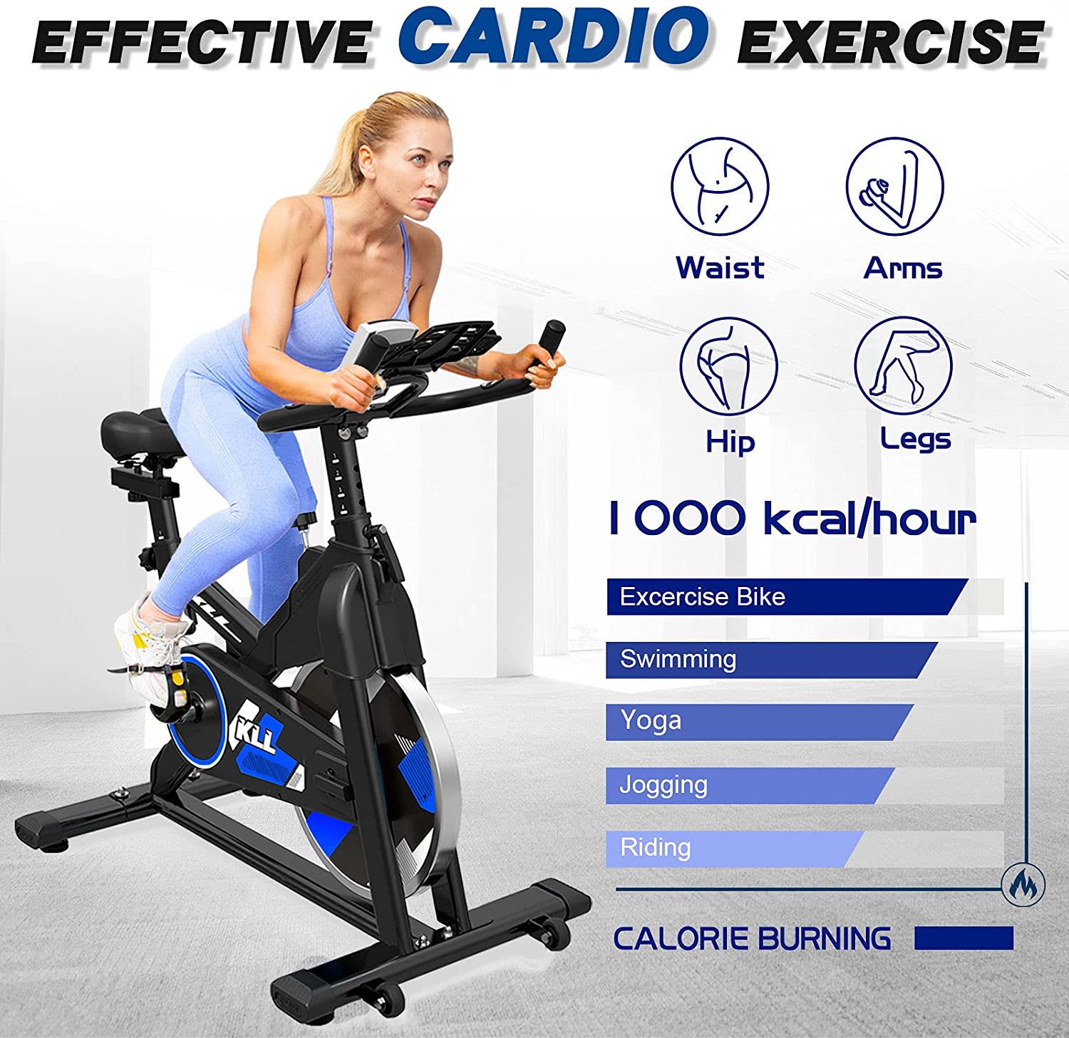 KLL Indoor Cycling Bike, Upgraded Stationary Carido Belt Drive Indoor Exercise Bike for Home Gym - JOY2ESpree