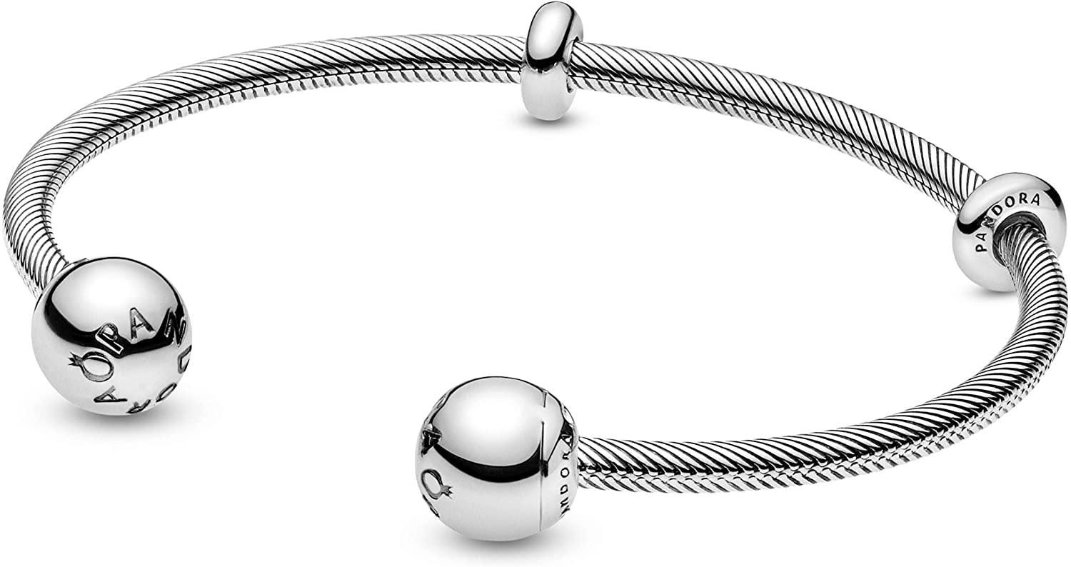 Pandora Jewelry Snake Chain Style Open Bangle Sterling Silver Bracelet - JOY2ESpree