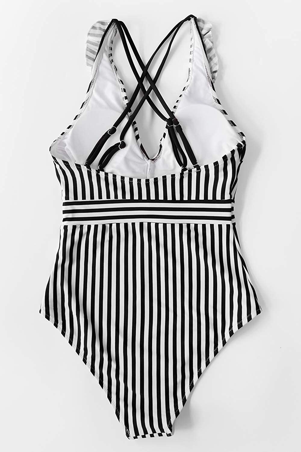 CUPSHE Women's V Neck One Piece Swimsuit Ruffled Back Cross Swimwear