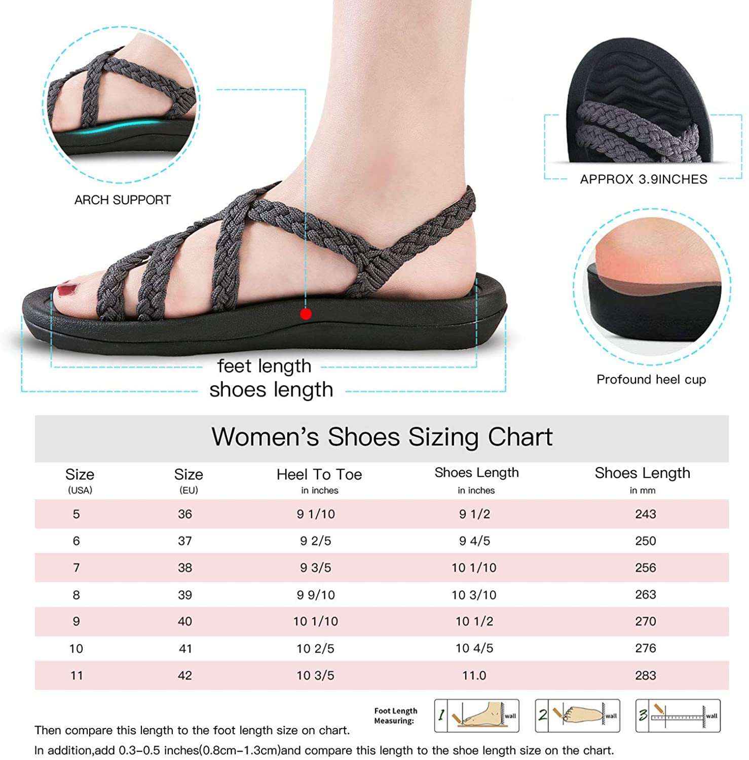 MEGNYA Women's Comfortable Walking Sandals with Arch Support Waterproof for Walking/Hiking/Travel/Wedding/Water Spot/Beach