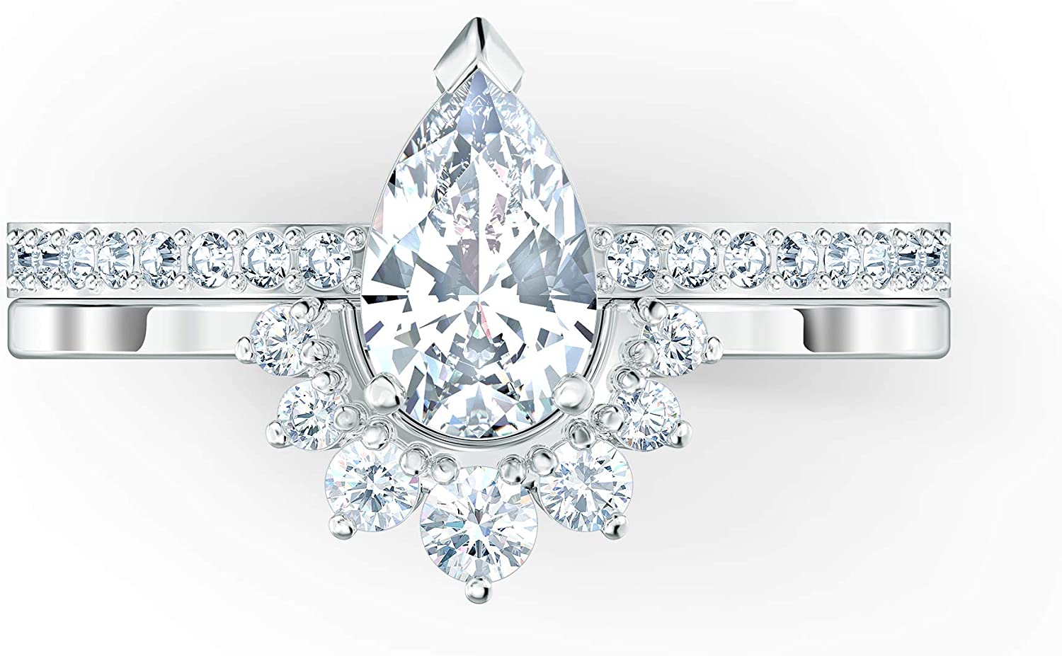SWAROVSKI Women's Attract Ring Collection, Rhodium Finish, Clear Crystals - JOY2ESpree