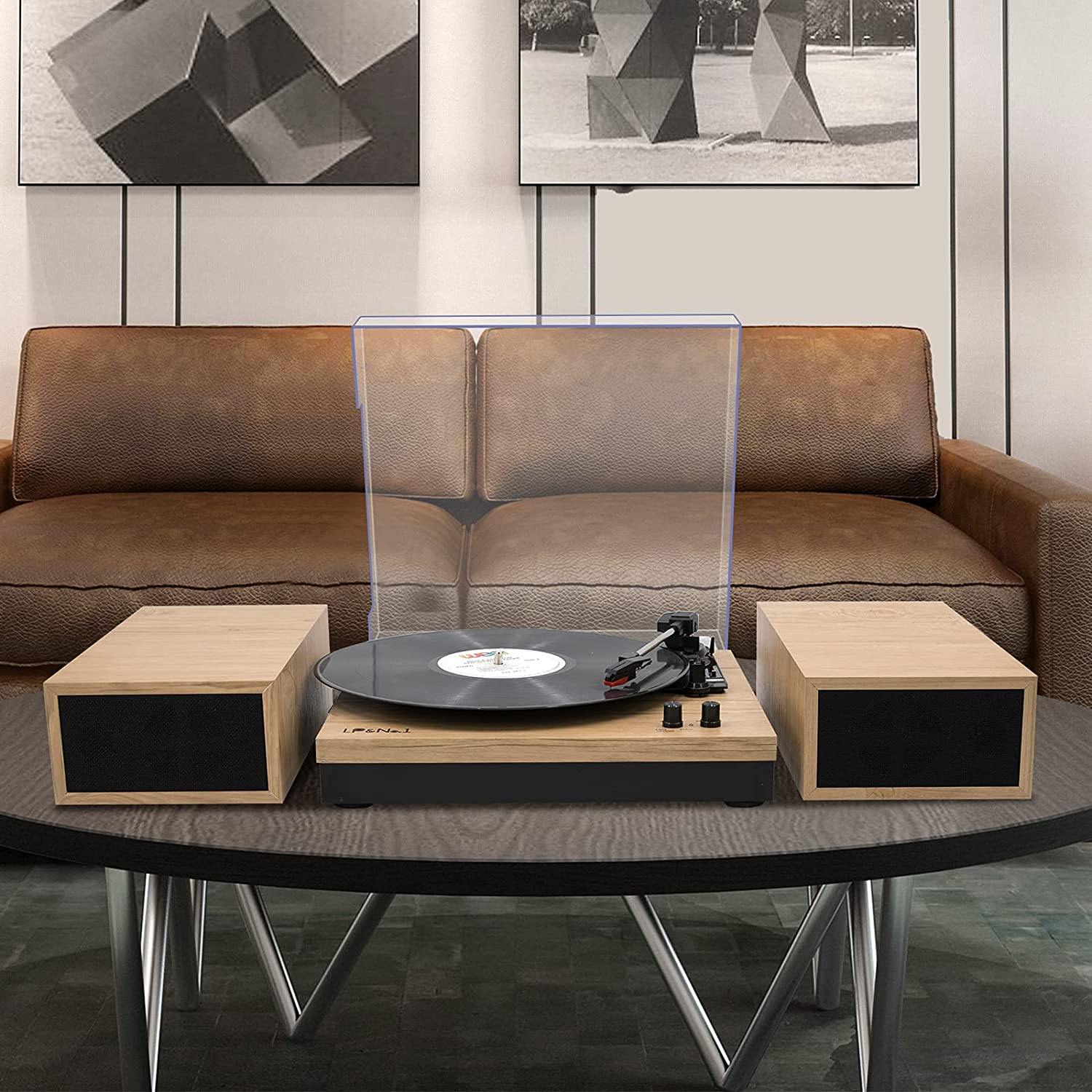 LP&No.1 Retro Bluetooth Record Player with Stereo External Speakers - JOY2ESpree