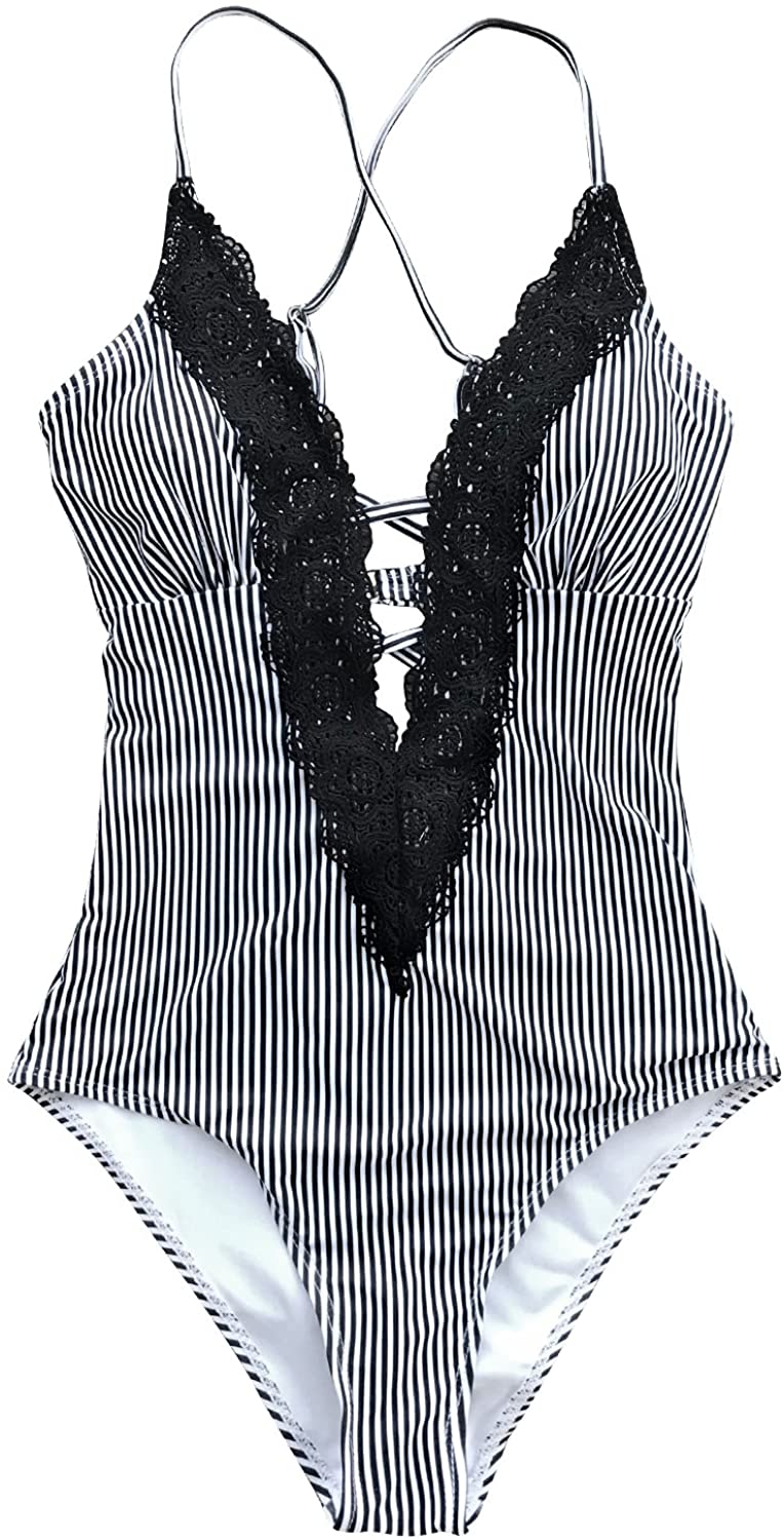 CUPSHE Fashion Women's Ladies Vintage Lace Bikini Sets Beach Swimwear Bathing Suit